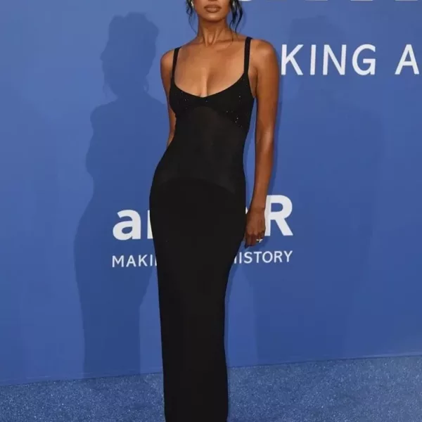 Black Mesh Strap Dress