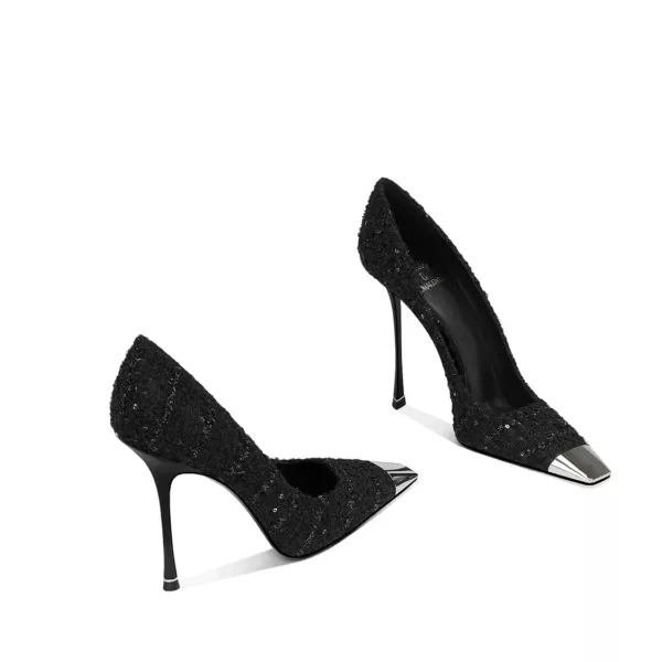 Tweed Chrome Square Pumps