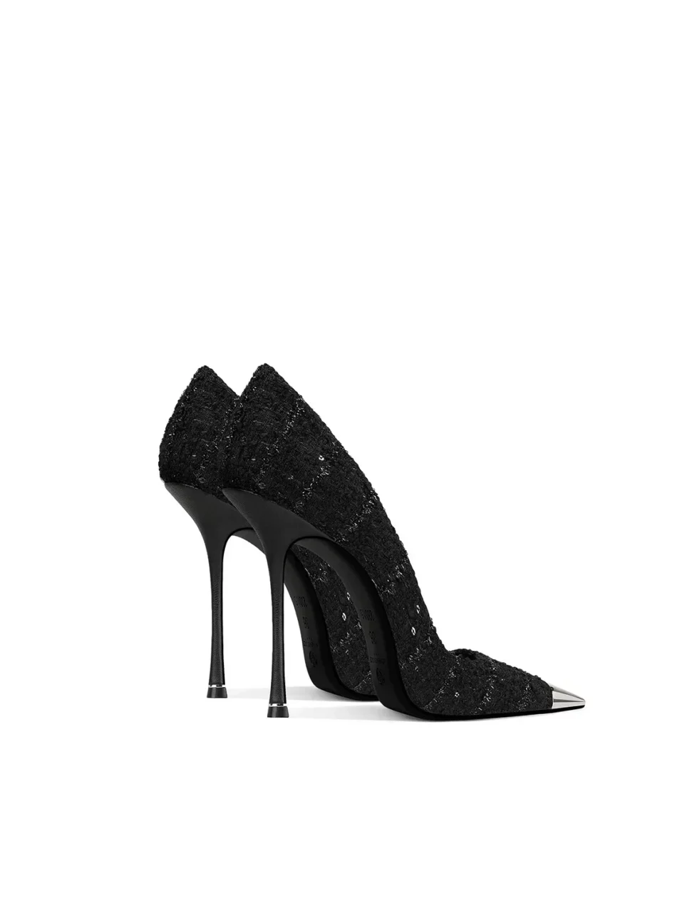 Tweed Chrome Square Pumps