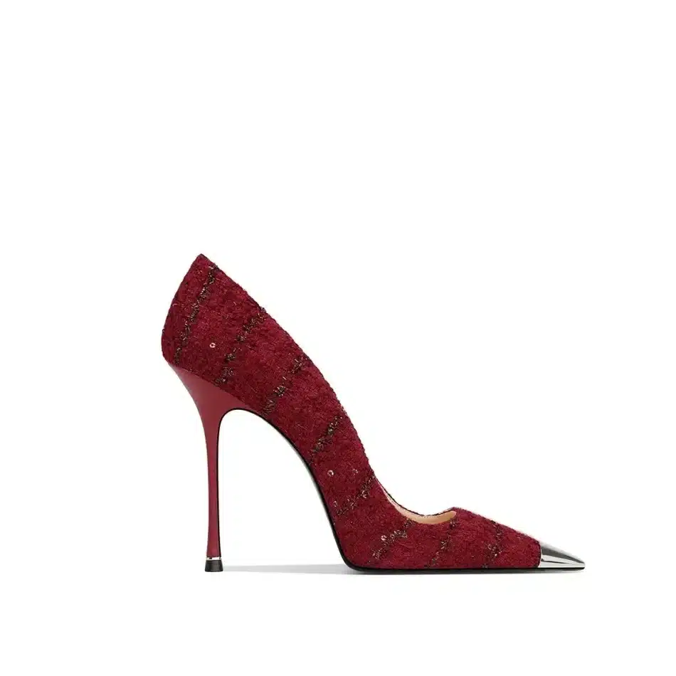Tweed Chrome Square Pumps