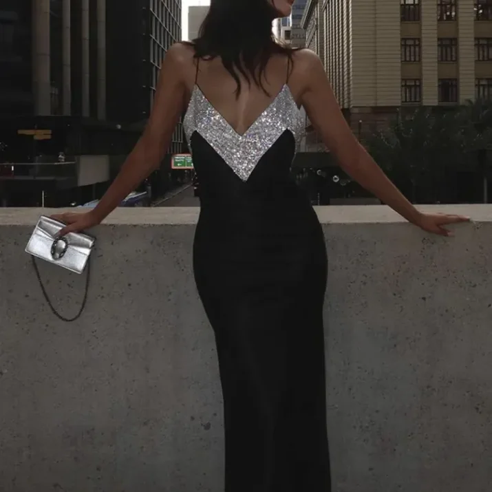 Crystal V-Neck Maxi Dress