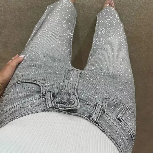 Rhinestone Wide-Leg Jeans