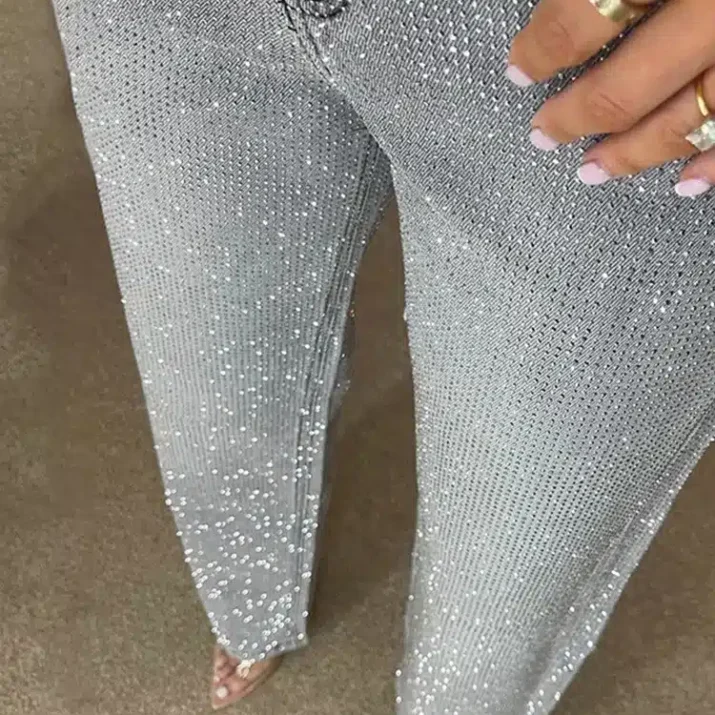 Rhinestone Wide-Leg Jeans