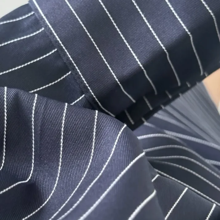 Navy Pinstripe Mini Shirt Dress - Image 7