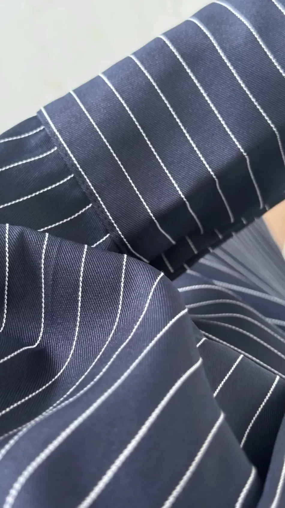 Navy Pinstripe Mini Shirt Dress - Image 7