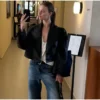 Cropped Black Faux Leather Jacket