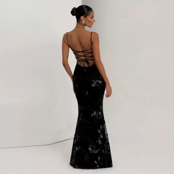 Floral Lace-Up Gown