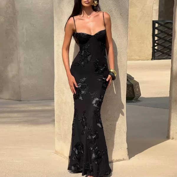 Floral Lace-Up Gown