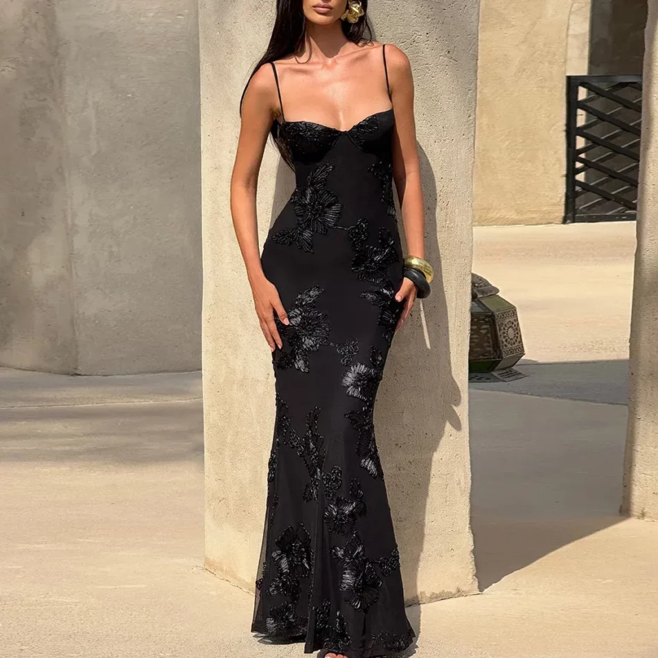 Floral Lace-Up Gown