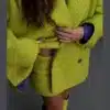 Heart-Pocket Blazer Skirt Set in Lime Green