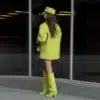 Heart-Pocket Blazer Skirt Set in Lime Green