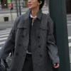 Micro-Houndstooth Blazer Coat