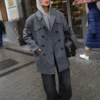 Micro-Houndstooth Blazer Coat
