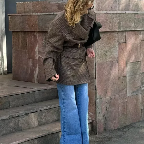 Micro-Houndstooth Blazer Coat