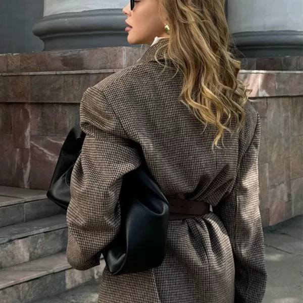 Micro-Houndstooth Blazer Coat