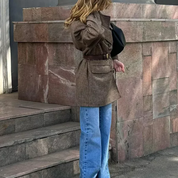 Micro-Houndstooth Blazer Coat