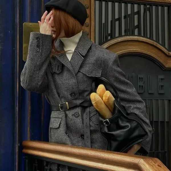 Micro-Houndstooth Blazer Coat