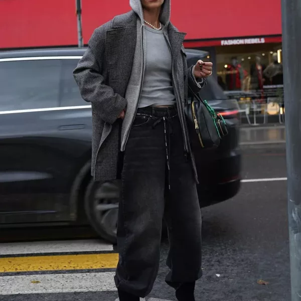 Micro-Houndstooth Blazer Coat