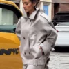 Gray Oversized Short Trench Coat
