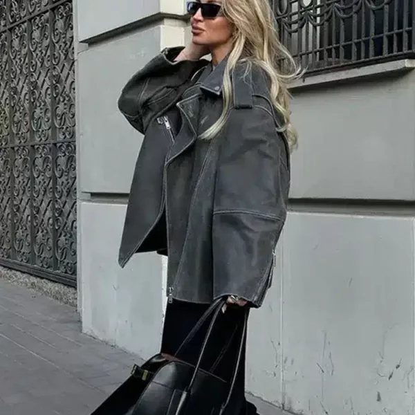 Oversized Suede Biker Jacket