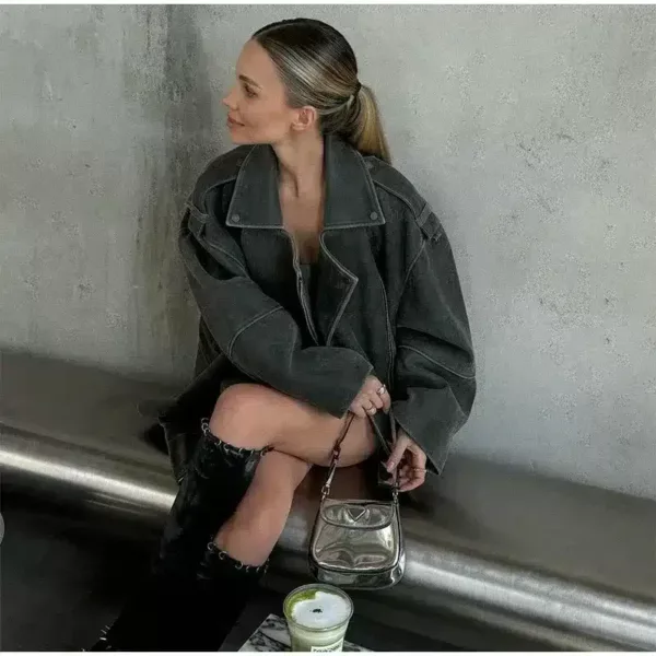 Oversized Suede Biker Jacket