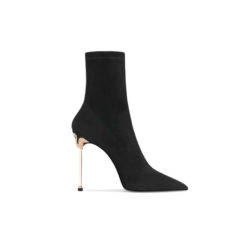 Pointy Stiletto Ankle Boots in black