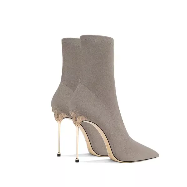 Pointy Stiletto Ankle Boots in gray