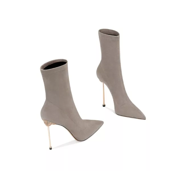 Pointy Stiletto Ankle Boots in gray