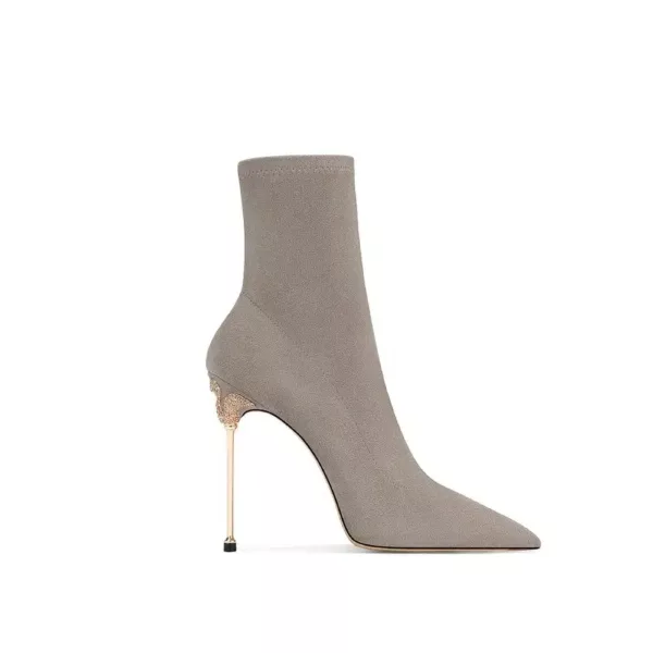 Pointy Stiletto Ankle Boots in gray
