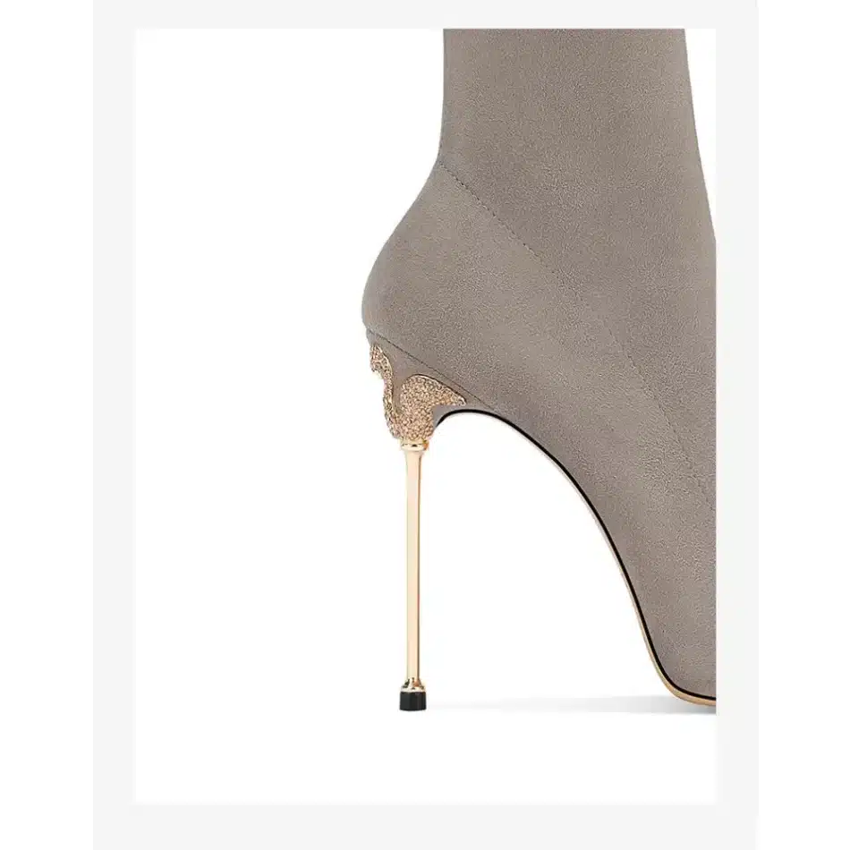 Pointy Stiletto Ankle Boots in gray