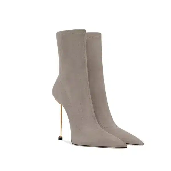 Pointy Stiletto Ankle Boots in gray