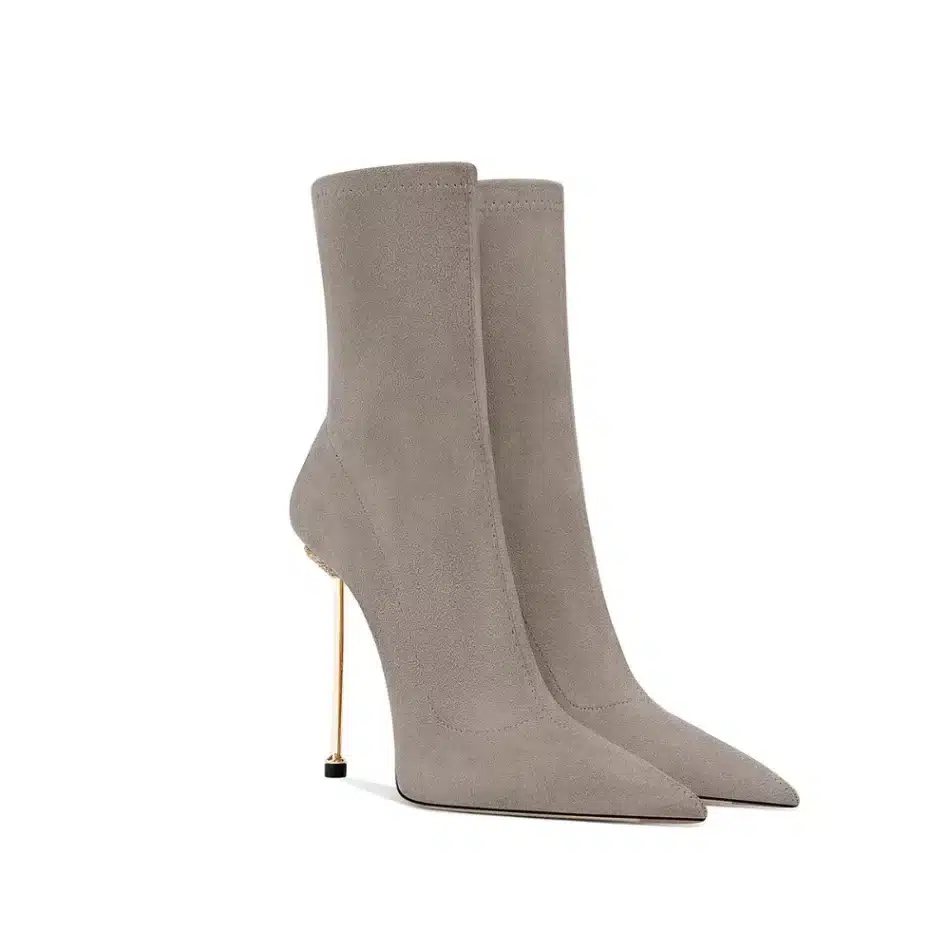 Pointy Stiletto Ankle Boots in gray