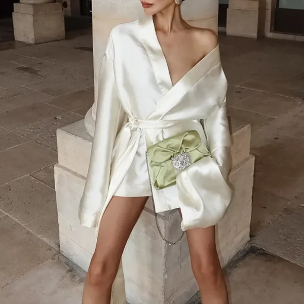 Satin Kimono Mini Dress