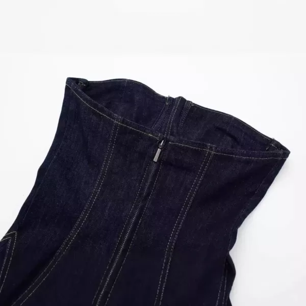 Strapless Denim Midi Dress