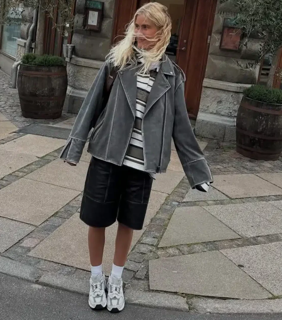 Oversized Suede Biker Jacket