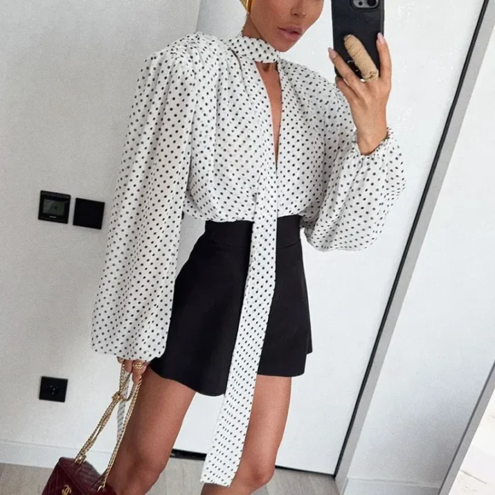 White Polka Dot Blouse