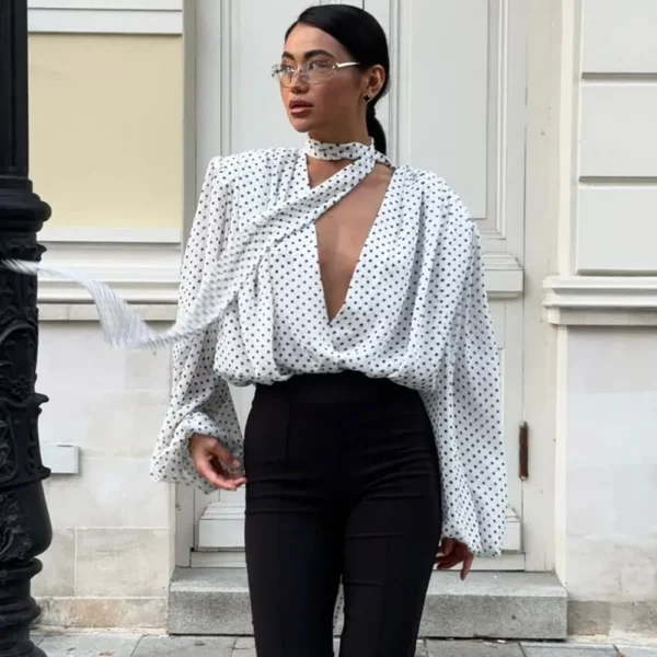 White Polka Dot Blouse 