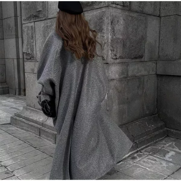 Longline Oversized Cocoon Coat in Heather Grey