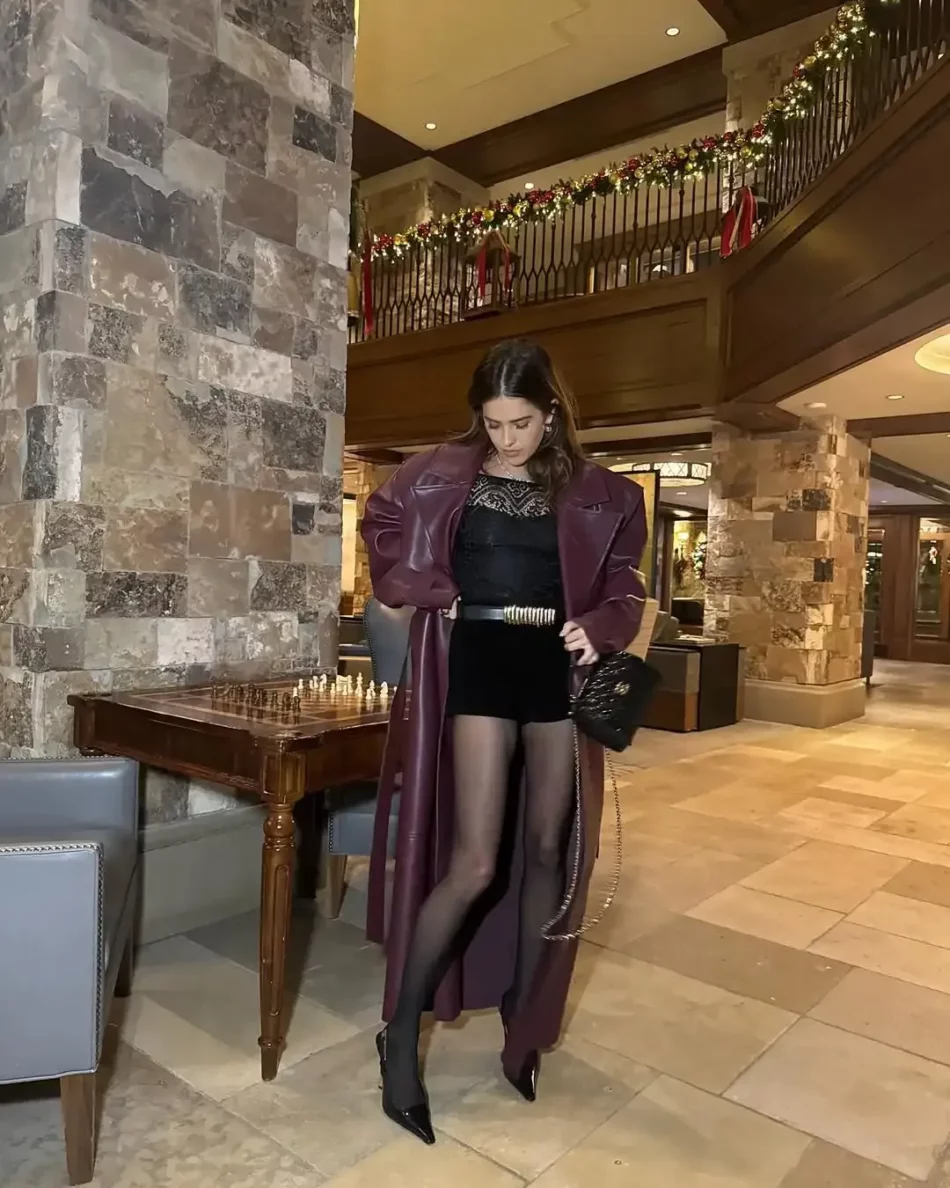 Burgundy Vinyle Belted Trench - Image 10