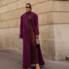 deep purple Double-Breasted Long Coat