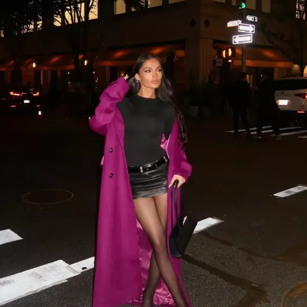 deep purple Double-Breasted Long Coat