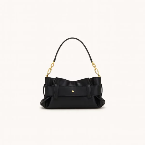 Pleated Black Crossbody Bag