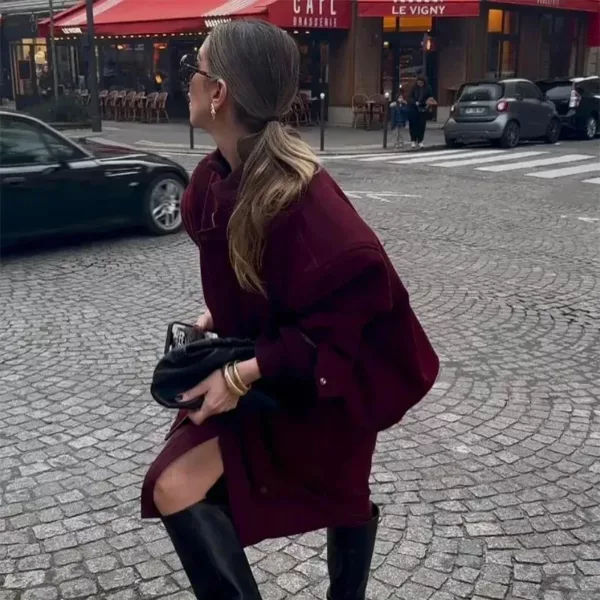 Round Neck Woolen Baseball Jacket