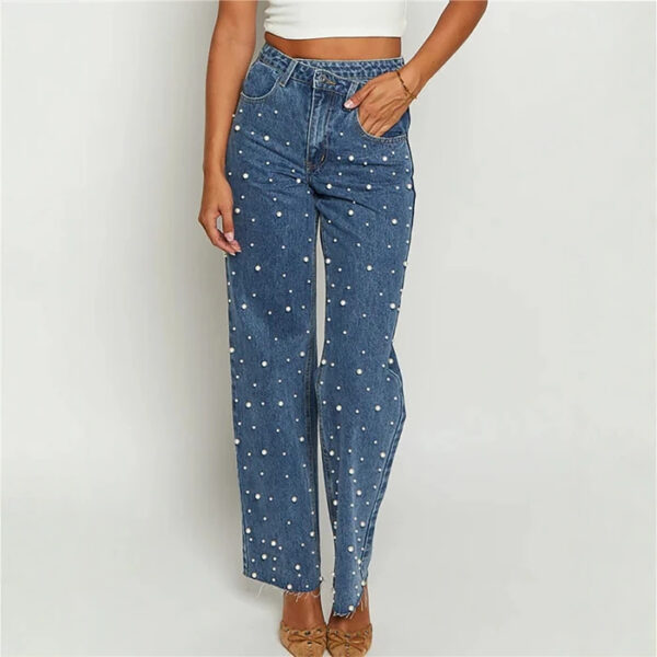 Beaded Straight-Leg Jeans