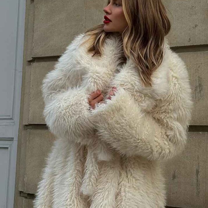 Long White Faux Fur Coat