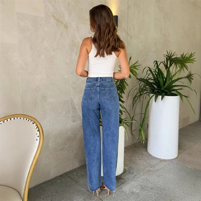 Beaded Straight-Leg Jeans
