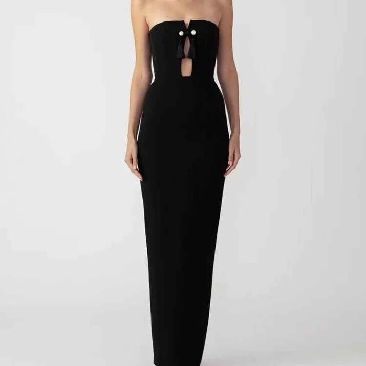 Strapless Hollow Out Bandage Dress - strapless hollow out