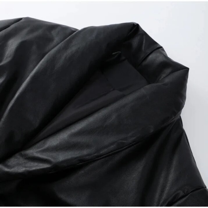 Faux Leather Puffer Jacket - Image 12