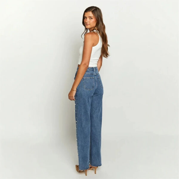 Beaded Straight-Leg Jeans