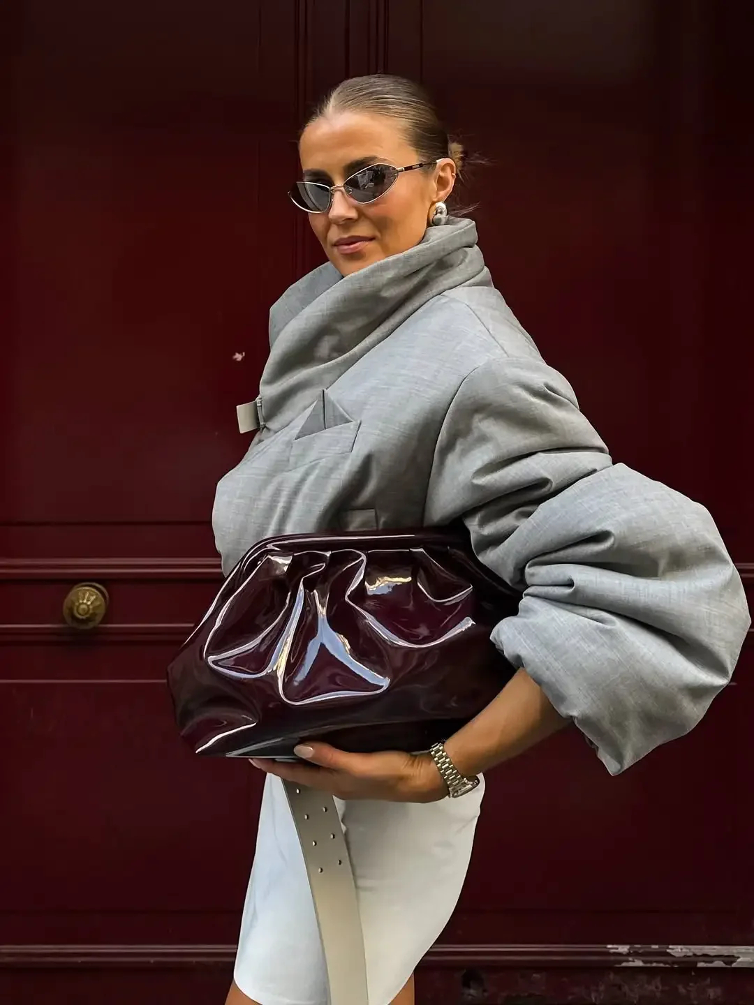 Gray Belted Puffer Jacket - Image 7